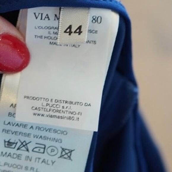 Via Masani 80 High Rise Wide Leg Belted Trouser Pants Blue Womens Size 44 - Picture 5 of 7